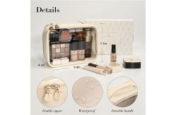 China Large Leather Double Layer Clear Cosmetic Bag Shockproof With Zipper supplier