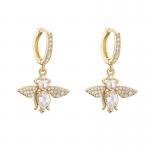 18k Gold Plated Diamond Pendant Earrings Heart Bee Mermaid Zircon Charm