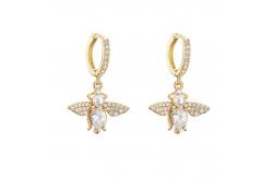China 18k Gold Plated Diamond Pendant Earrings Heart Bee Mermaid Zircon Charm supplier