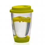 Hand Blown 12oz Double Wall Glass Cup Reusable Tumbler With Silicone Lid