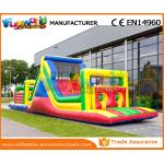 Giant Colorful Inflatable Kids Obstacle Course 0.55 MM PVC Tarpaulin With Air Blower for sale