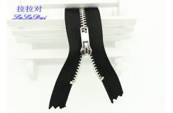 China Close End Two Way Open Ended Zip , Garments / Pants Crotch Black Metal Zipper supplier
