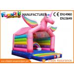 Rainbow Inflatable Bounce Houses For Children , Inflatable Unicorn Bouncing Castle for sale