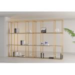 Modern Square Gold Stainless Steel Bookshelf Glass Study Customisable Bookcase