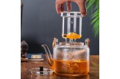 China Handmade 1000ml Clear Glass Teapot Borosilicate Material Eco Friendly supplier