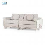 2 Seats Foam Play Couch Wear Resistant Fabric With Wooden Chair for sale