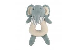 China Gift Newborn Handbell Plush Animal Stuffed Educational Musical Rattle Toy Blue Linen Elephant supplier