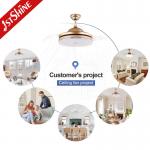 3 Clear Blades Golden modern retractable ceiling fan With LED Light