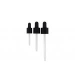 15mm 18mm 24mm Black Glass Dropper Pipette Smooth Plastic Cap For Bottles