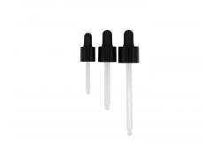 China 15mm 18mm 24mm Black Glass Dropper Pipette Smooth Plastic Cap For Bottles supplier