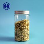 Round Straight 70mm Snacks Transparent Plastic Jar With Aluminum Cover 490ml for sale