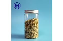 China Round Straight 70mm Snacks Transparent Plastic Jar With Aluminum Cover 490ml supplier