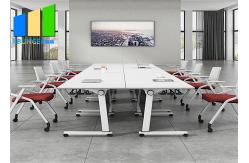 China 1600mm Mobile Foldable Office Desk School Training Room Table With Storage Layer supplier