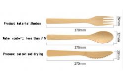 China 100% Bamboo Forks Spoons Knives Cutlery Compostable Biodegradable Utensils Set supplier