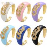 Custom Diamond Chunky Letter Rings Zircon Name Colorful Enamel Rings for sale