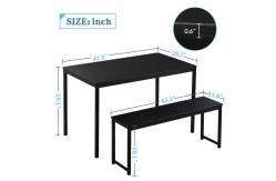 China Black 47.3 Length 3 Piece Dining Room Sets With Bench Space Saving supplier
