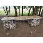 Galvanized Steel Welded 200cm Gabion Basket Bench With Pine Wood Boards for sale