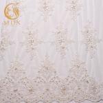 MDX Bridal White French Lace Fabric Beaded Embroidered 140cm Width for sale
