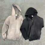 No String Plain Fleece Hoodie Blank Zip Up Vintage Acid Wash Sweatshirt Anti Shrink for sale