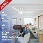 2- Home Office Popular Low Noise White ABS Blade Remote Ceiling Fan with LED Light for sale
