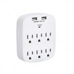 Wall Power Socket And Wall Tap One Input 6 Outlet 2 USB Surge  UL cUL passed for sale