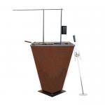 Europe Outdoor Removable Corten Steel BBQ Grill With Rotating Chicken Rack for sale