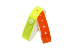 China Disposable Custom Neon Fluorescent PVC Wristband with Tabs and Heat Transfer Printing supplier