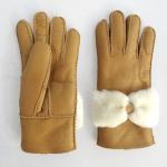 New collection Australia sheepskin lamb fur bowknot winter gloves leather keep warm for sale