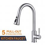 360 Degree Rotation Stainless Steel Kitchen Faucet Brushed Pull Out Sink Faucet for sale