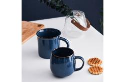 China Restaurants Transitional Blue Porcelain Mugs Ceramic Cup With Handle supplier