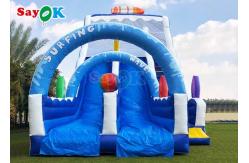 China 42.7ft Giant Inflatable Water Slides Blue Inflatable Double Beach Lane Slide supplier