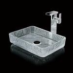 Crystal Clear Rectangular Countertop Sink Bathroom 460mm 330mm 105mm Hand Wash for sale