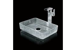 China Crystal Clear Rectangular Countertop Sink Bathroom 460mm 330mm 105mm Hand Wash supplier