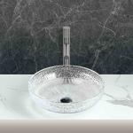 400*400*130mm 1 Hole Glass Vessel Basins Modern Drain Location Center for sale