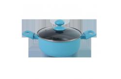 China CIQ 3.0mm Thickness Alu Non Stick Soup Pot With Clear Lid supplier