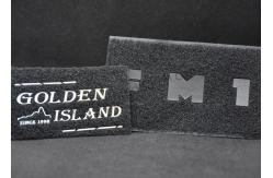 China 2D 0.5mm Silver Embossed Patches Female Velcro Hard PVC supplier