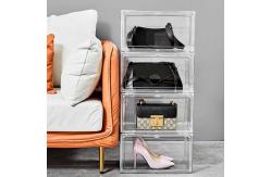China Custom Acrylic Drop Front Shoe Box Clear Transparent supplier