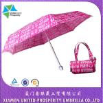 Pink Letters Pattern Triple Folding Aluminium Umbrella for sale