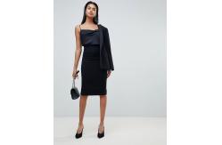 China custom make plain black classic zip back midi skirt for girls supplier