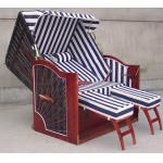 Hotel Pool Red Roofed Wicker Beach Chair & Strandkorb With White Blue Cushion for sale