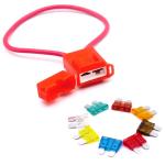 BX2017 Inline Red Fuse Holder Ceramic Body for blade fuse