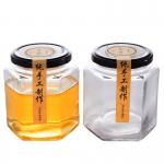 280ml Clear Hexagonal Shape Glass Jam Jar With Screw Top Lid Machine Made for sale