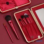 6pcs Red Metal Handle Professional Makeup Brushes With Cosmetic Box for sale