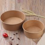 Custom Recyclable Kraft Paper Salad Bowls Brown Kraft Soup Paper Bowls With Lids for sale
