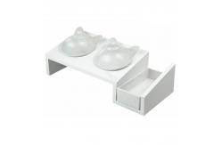 China Sustainable Customized Ceramic Double Cat Bowl Multifunctional supplier