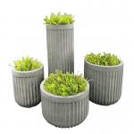 Cement White FRP Flower Pots  Stripe Flower Pot Fiberglass Planters for sale