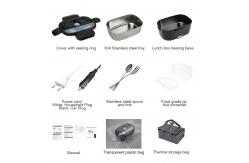 China Customize Electric Lunch Boxes All Black Portable Heating Lunch Box supplier