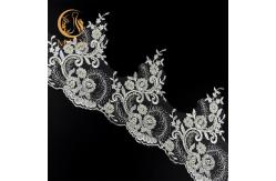 China Embroided Beaded Lace Trim Polyester 140cm Width With Metal Thread supplier