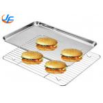RK Bakeware China Aluminium Cookie Sheet Pan And Stainless Steel Cooling Rack Set for sale