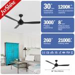 1stshine Ceiling Fan with 6 Speed Remote Control Standard Wind Black Metal Blades